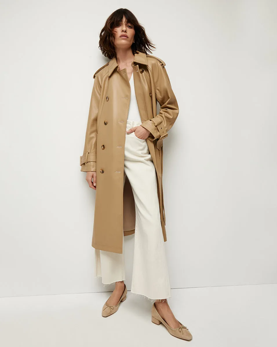 Conneley Vegan Leather Dickey Trench Coat