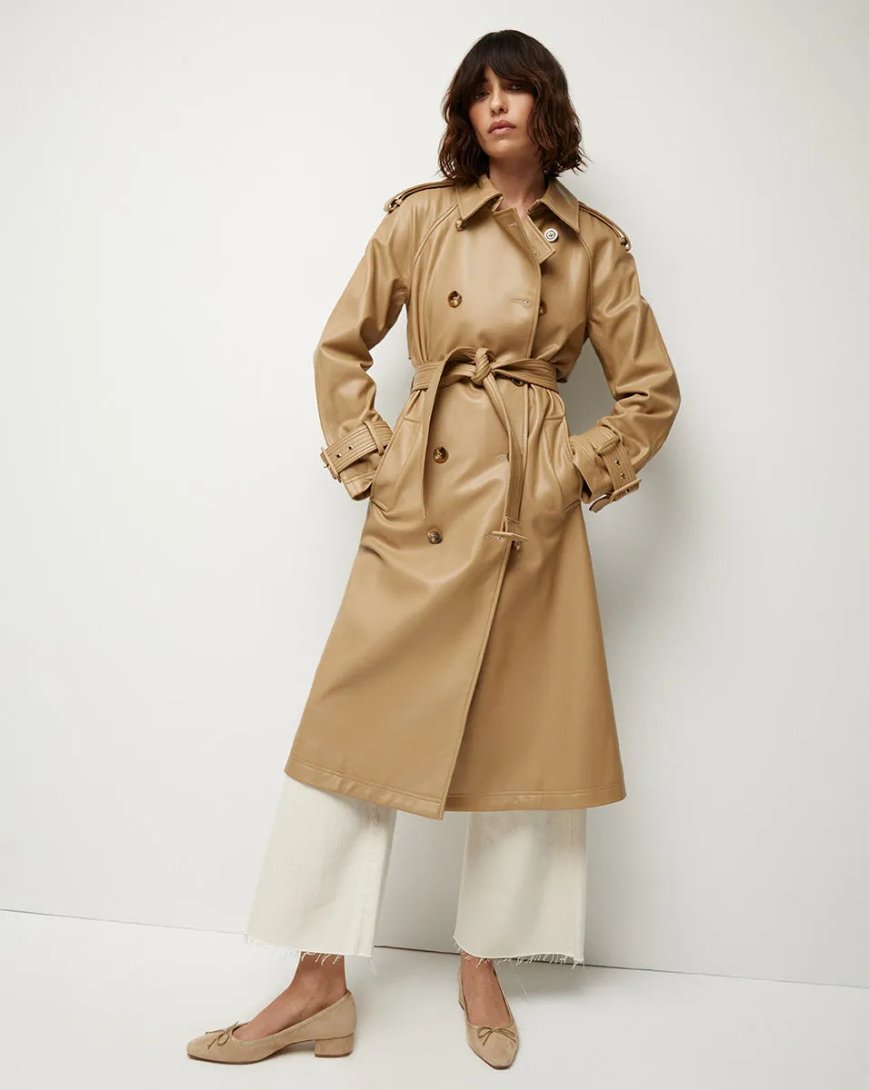 Conneley Vegan Leather Dickey Trench Coat