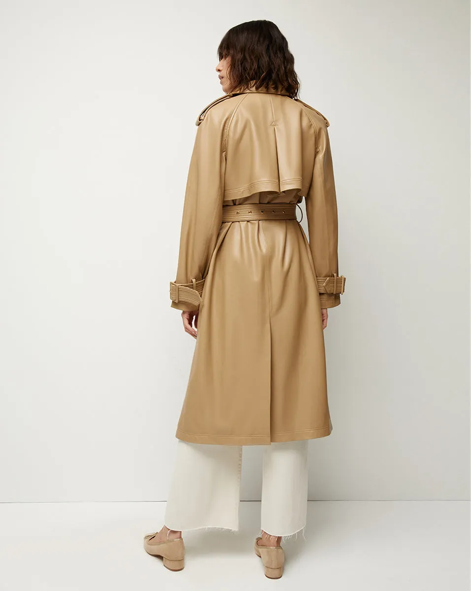 Conneley Vegan Leather Dickey Trench Coat