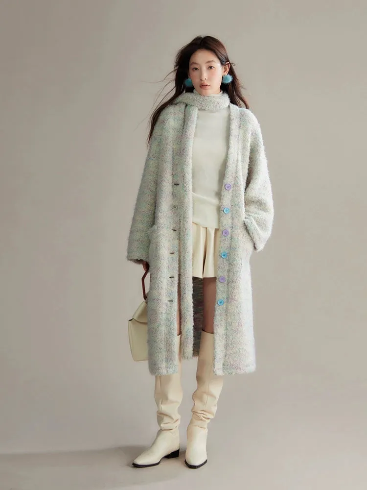 Contrast Floral Yarn Knitted Long Cardigan
