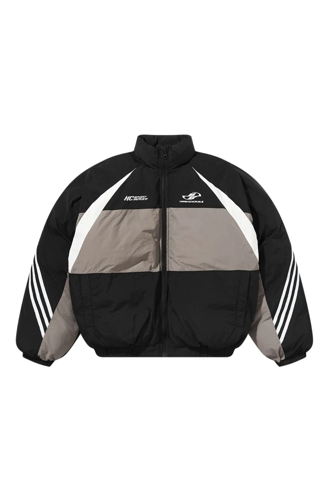 Contrast Irregular Embroidered Logo Down Jacket