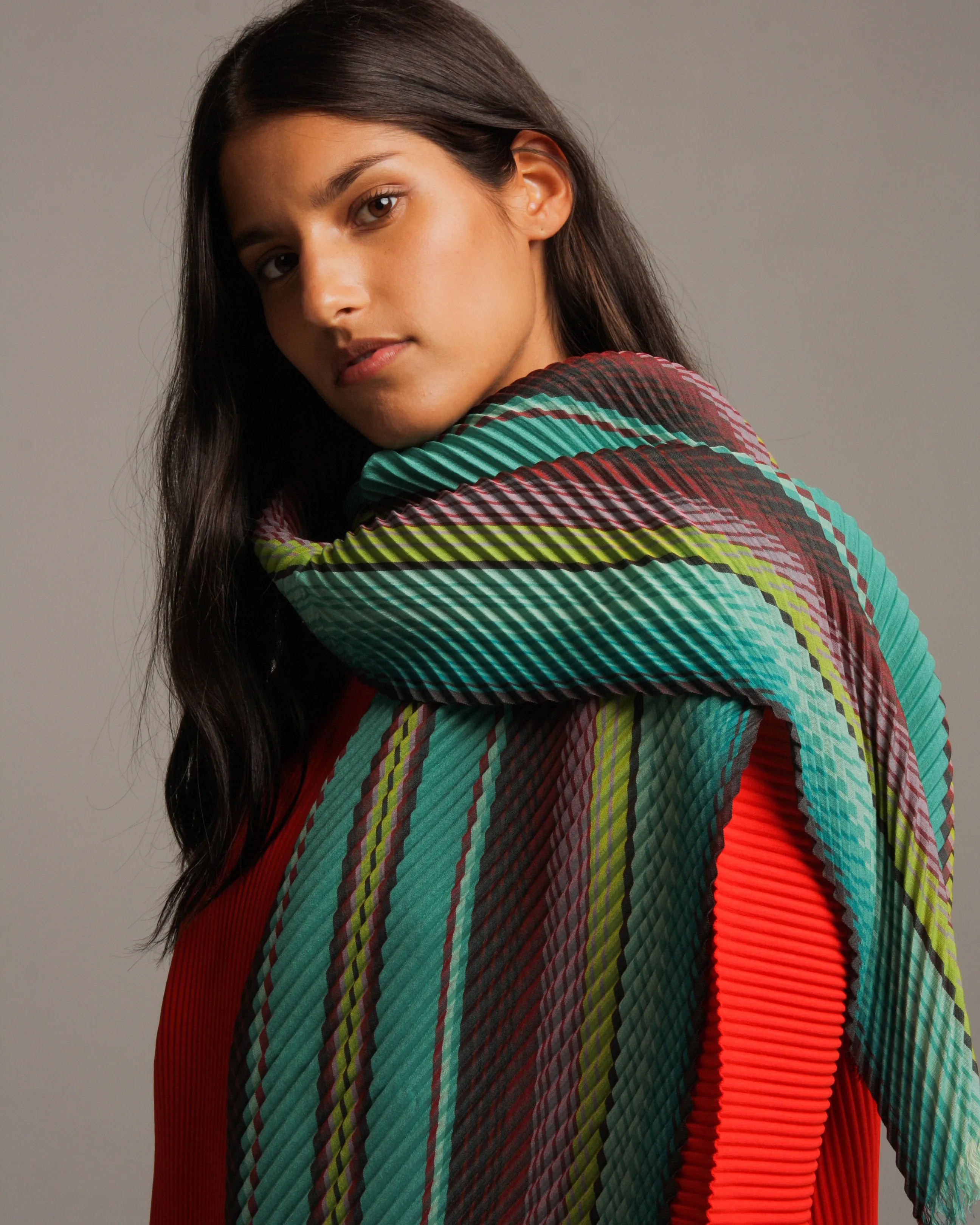 Cool Toned Rainbow Stripes Scarf