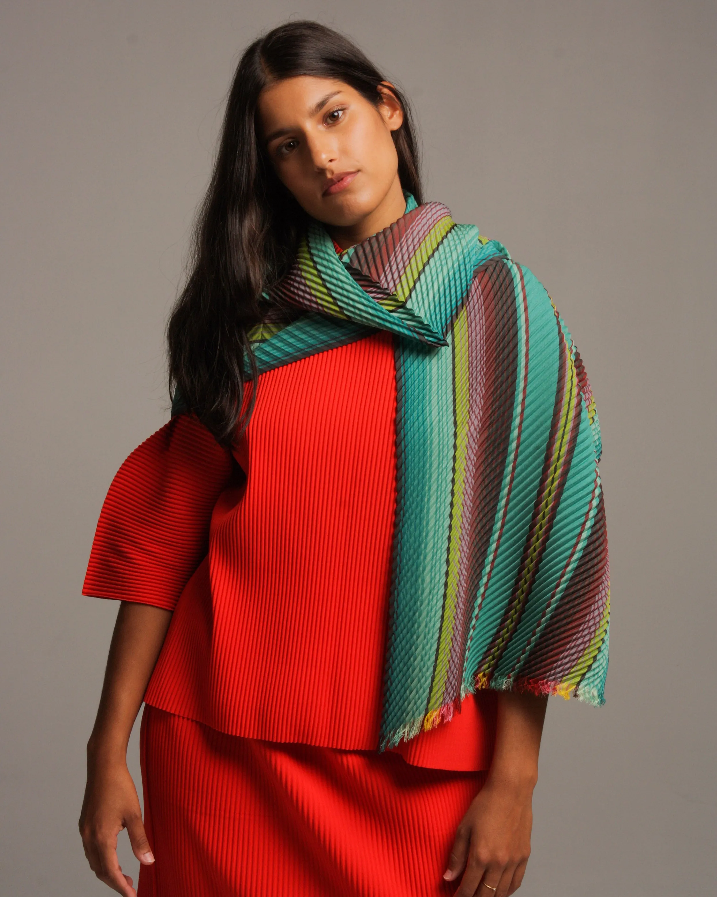 Cool Toned Rainbow Stripes Scarf