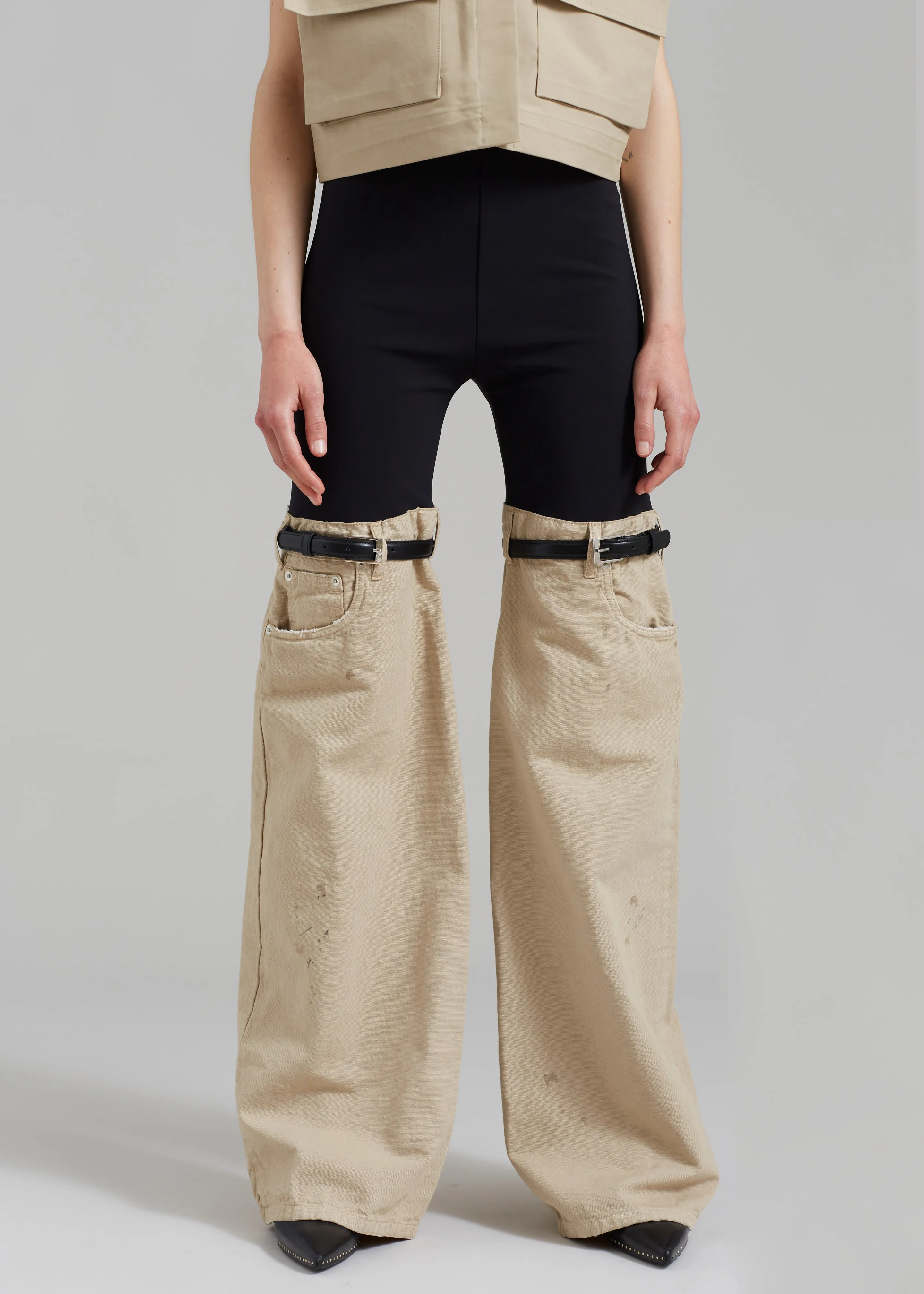 Coperni Hybrid Denim Trousers - Black/Beige