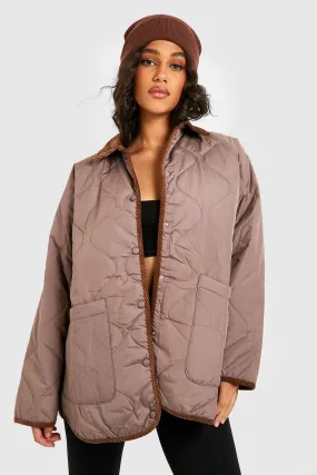 Cord Trim Quilted Jacket