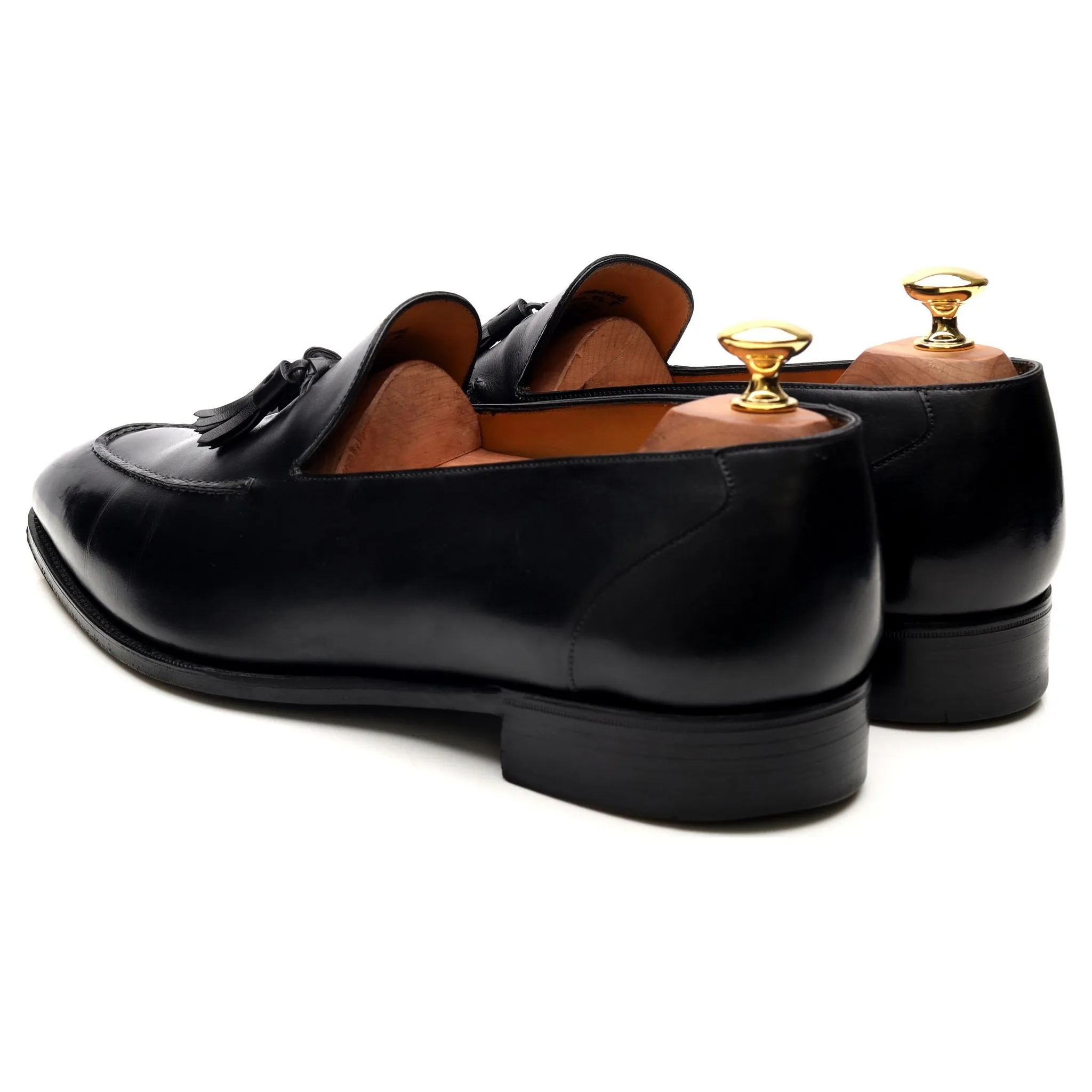 'Corniche' Black Leather Tassel Loafers UK 9.5 F