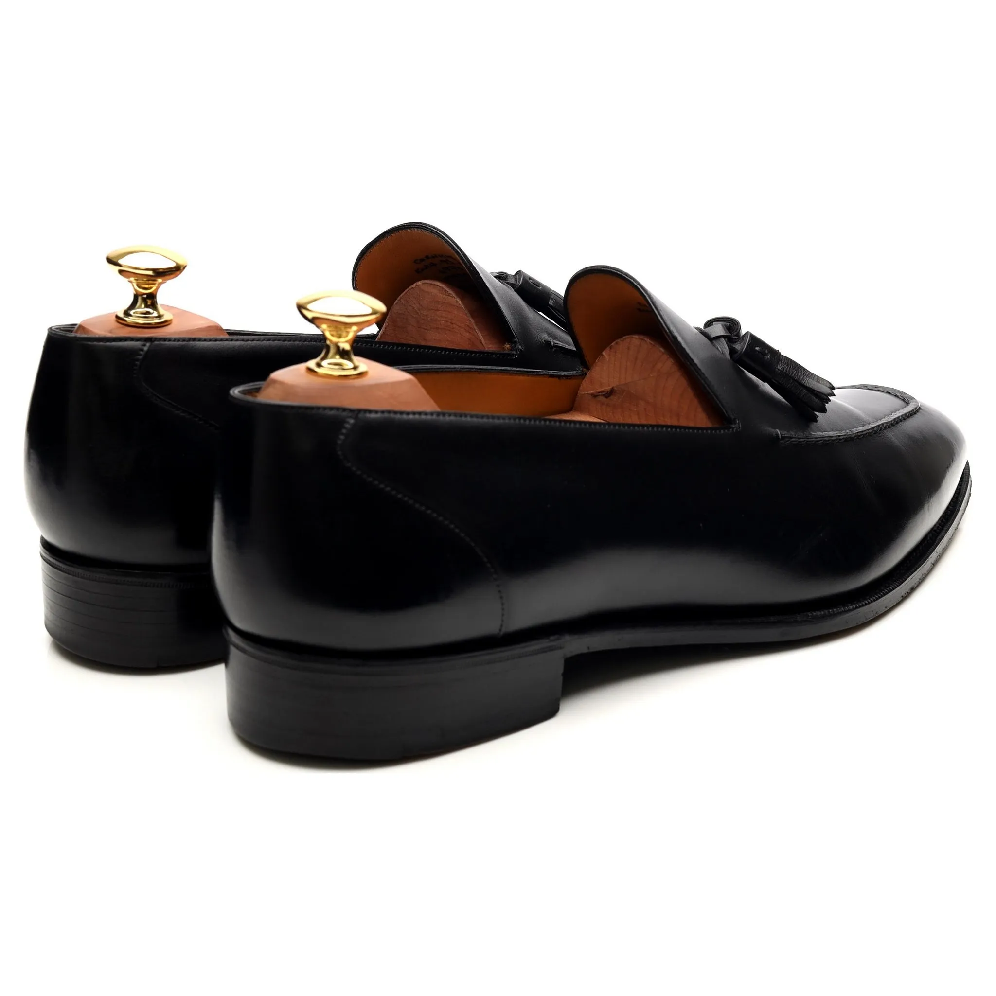 'Corniche' Black Leather Tassel Loafers UK 9.5 F