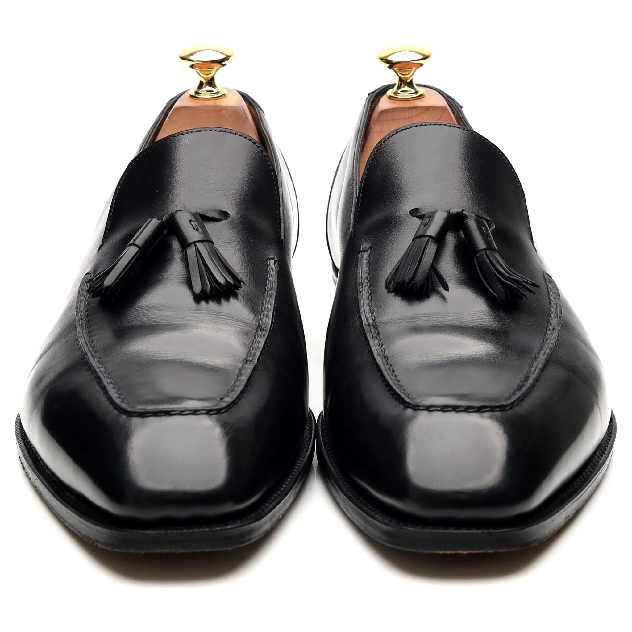 'Corniche' Black Leather Tassel Loafers UK 9.5 F