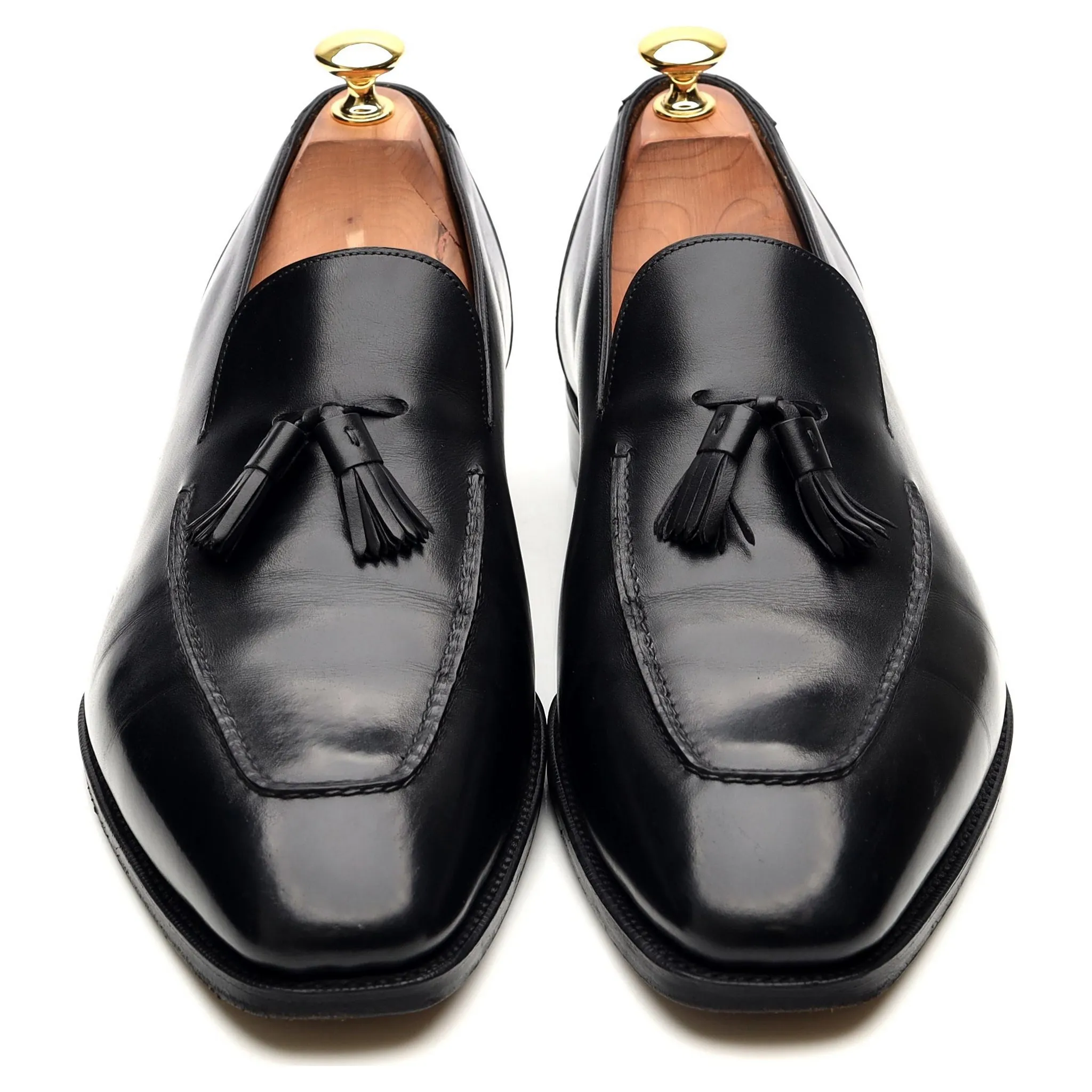 'Corniche' Black Leather Tassel Loafers UK 9.5 F