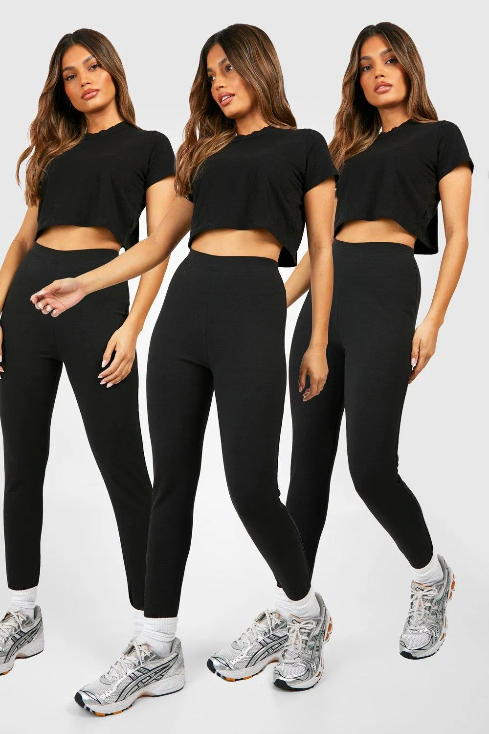 Cotton 3 Pack Black High Waisted Leggings