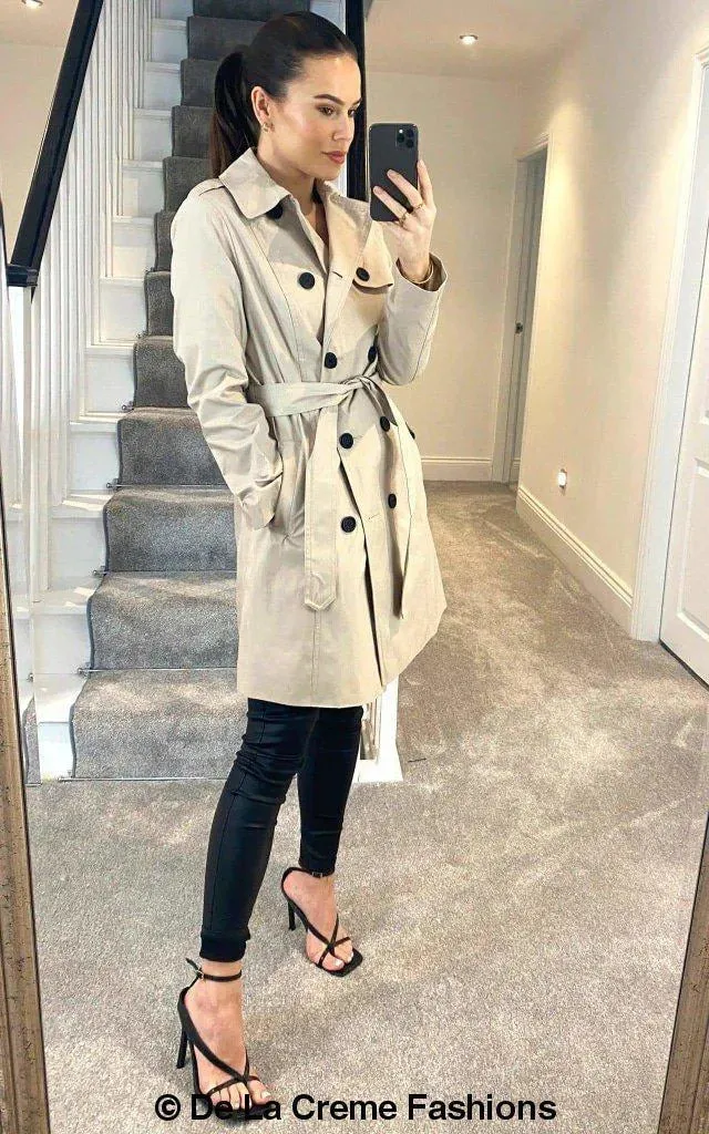 Cotton Blend Belted Trench Coat