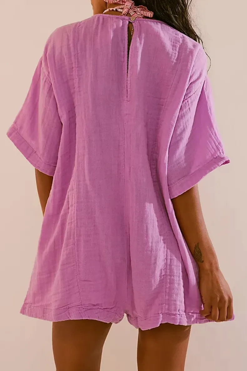Cotton Gauze Romper- Peony