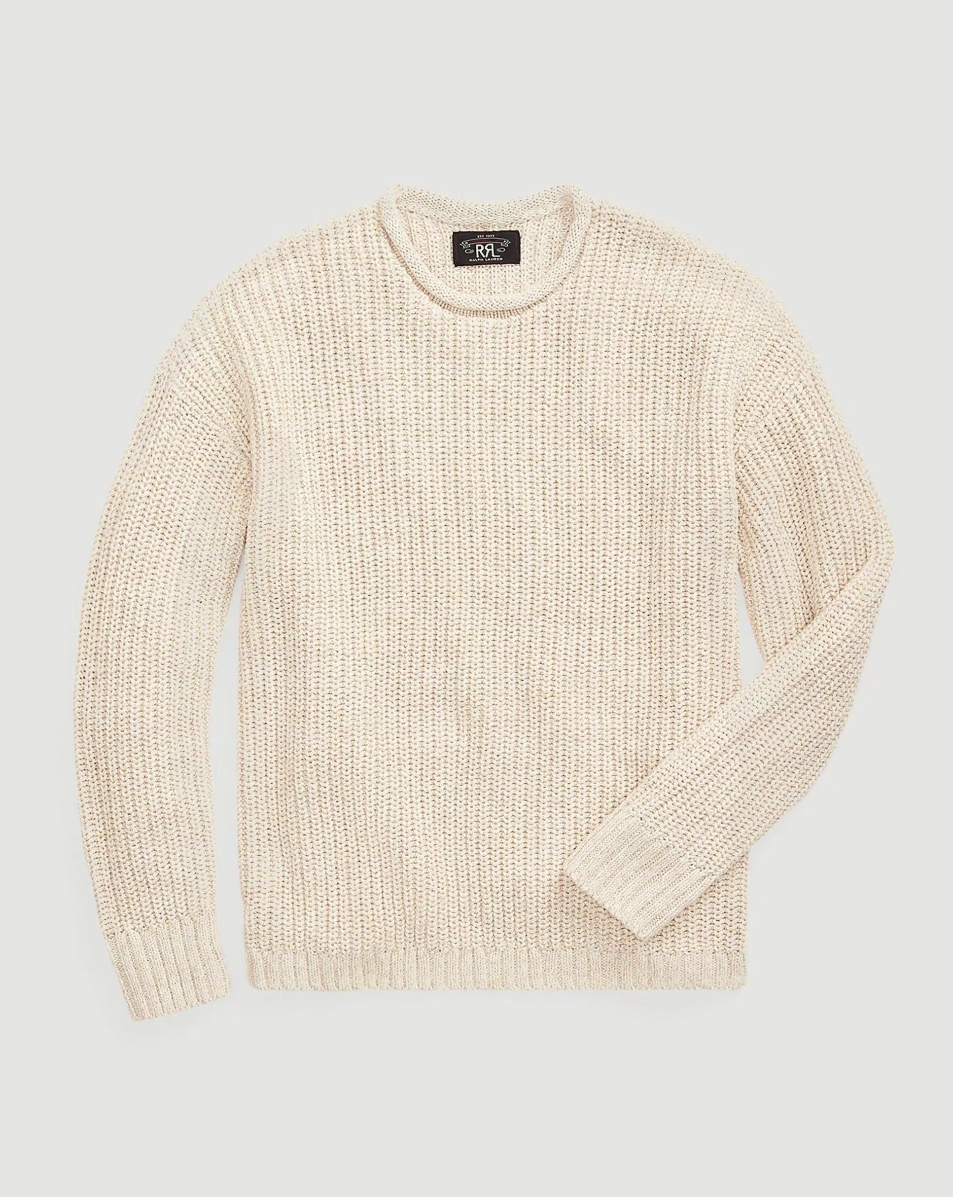 Cotton-Linen Rollneck Pullover Raw White