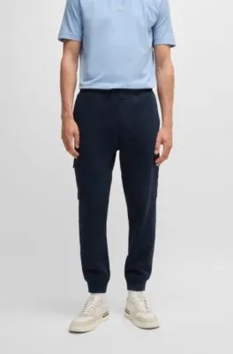 Cotton-terry tracksuit bottoms with cargo pockets