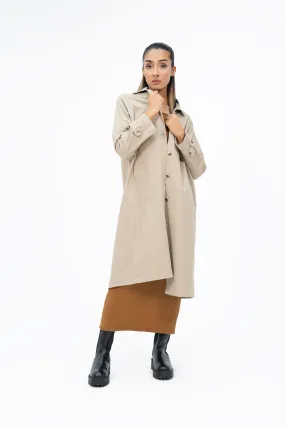 Cotton Trench Coat with Belt - Beige