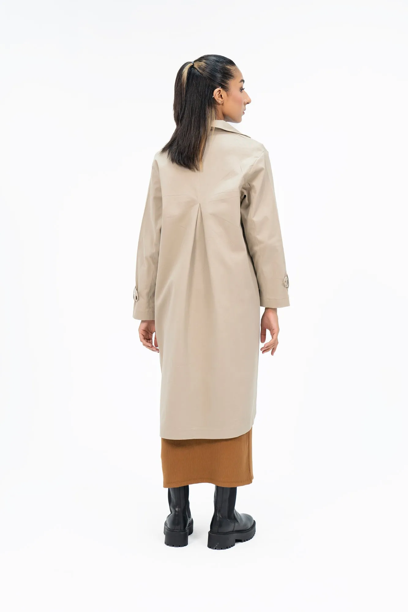 Cotton Trench Coat with Belt - Beige