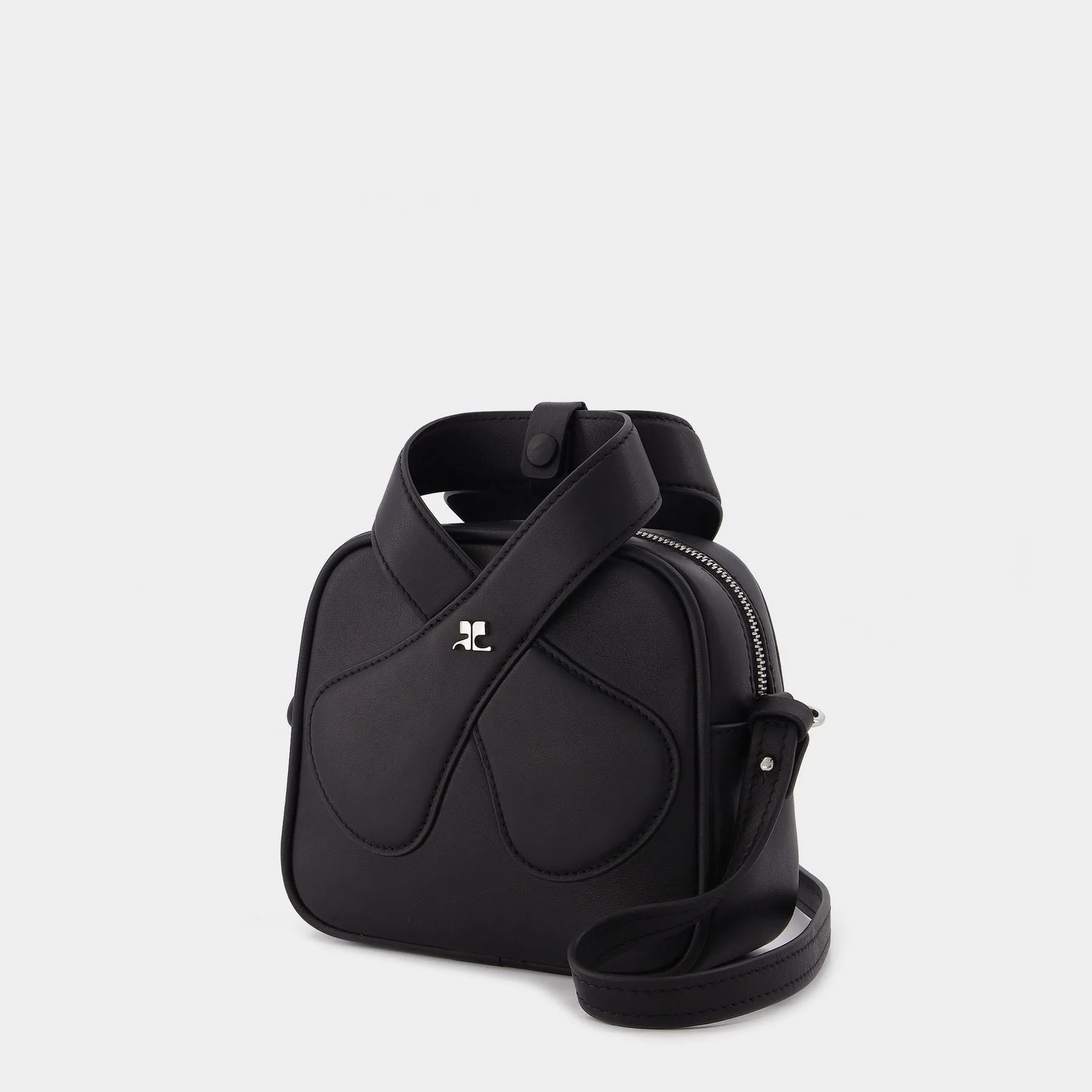 Courreges  Leather Loop Bag in black leather