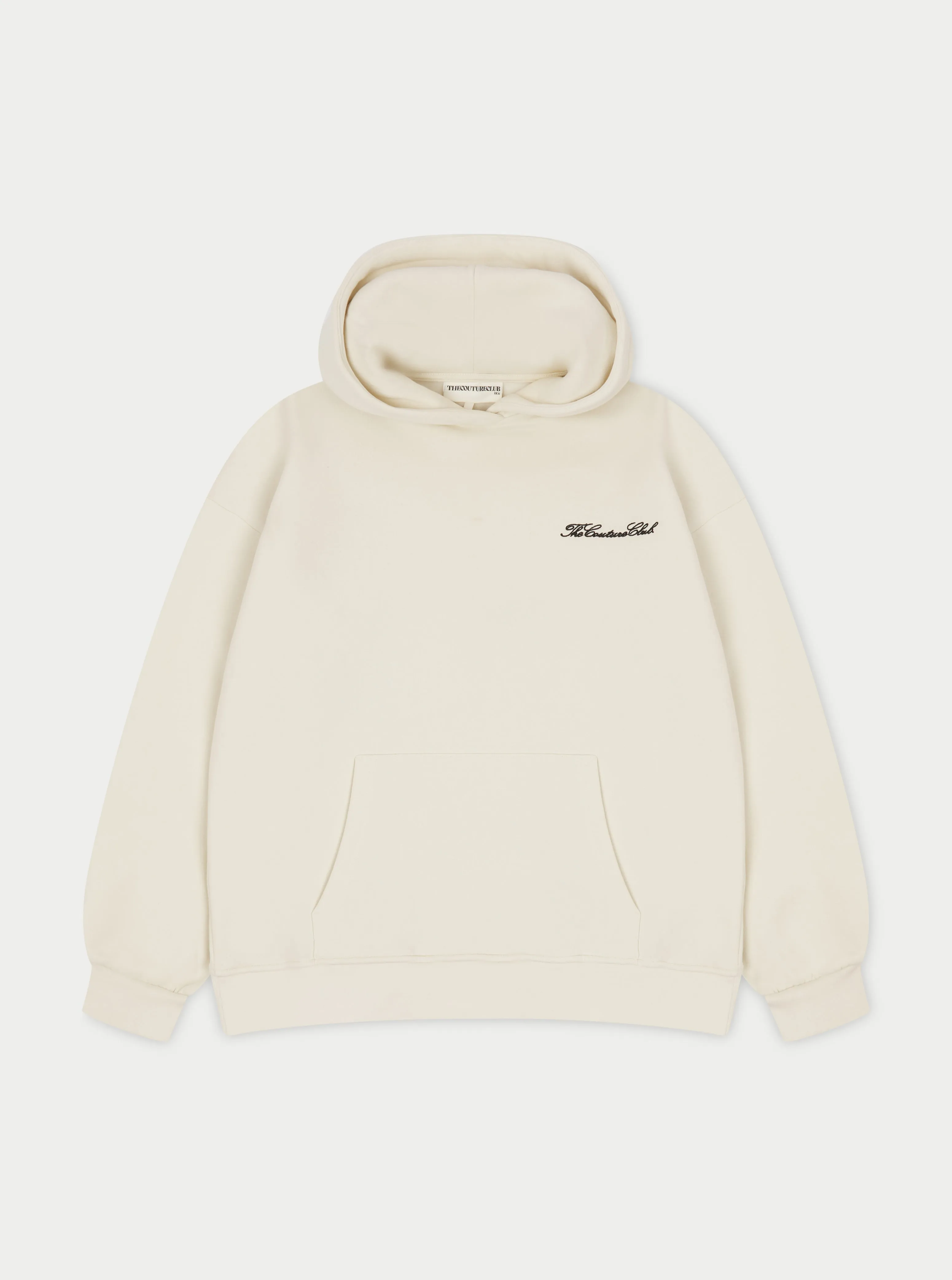 COUTURE SCRIPT PUFF SLEEVE HOODIE - OFF WHITE