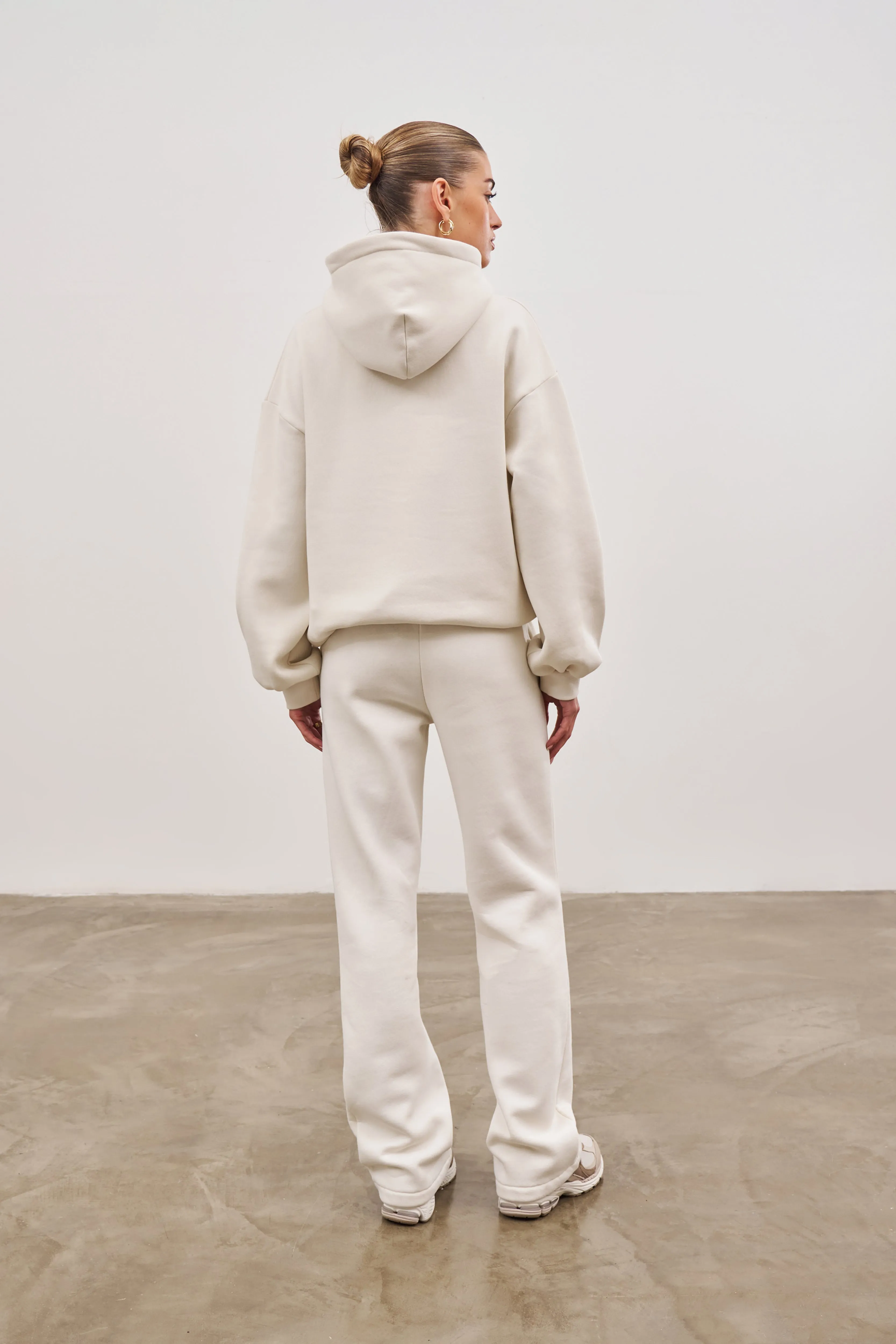 COUTURE SCRIPT PUFF SLEEVE HOODIE - OFF WHITE