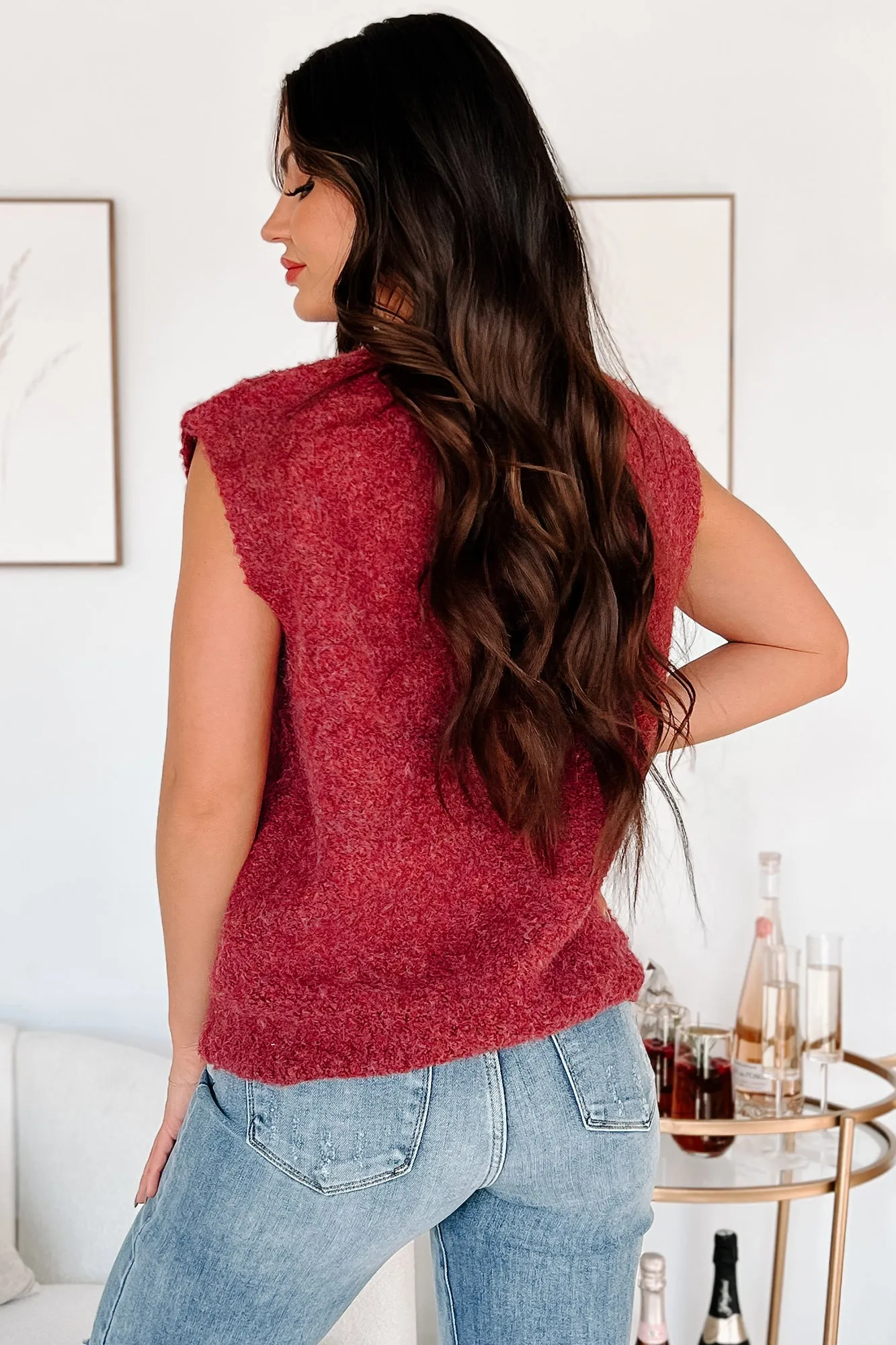 Cozy Embrace Sweater Vest (Burgundy)