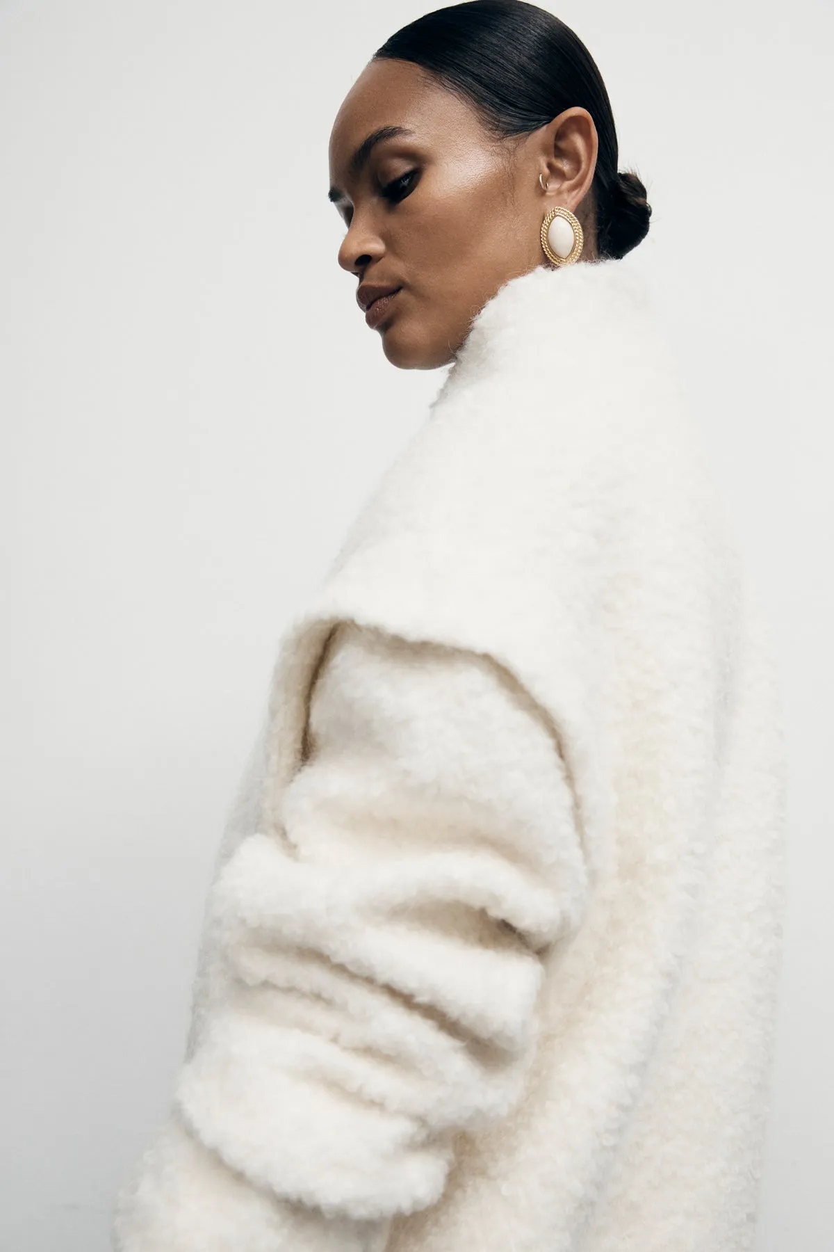 Cream Boucle Bomber
