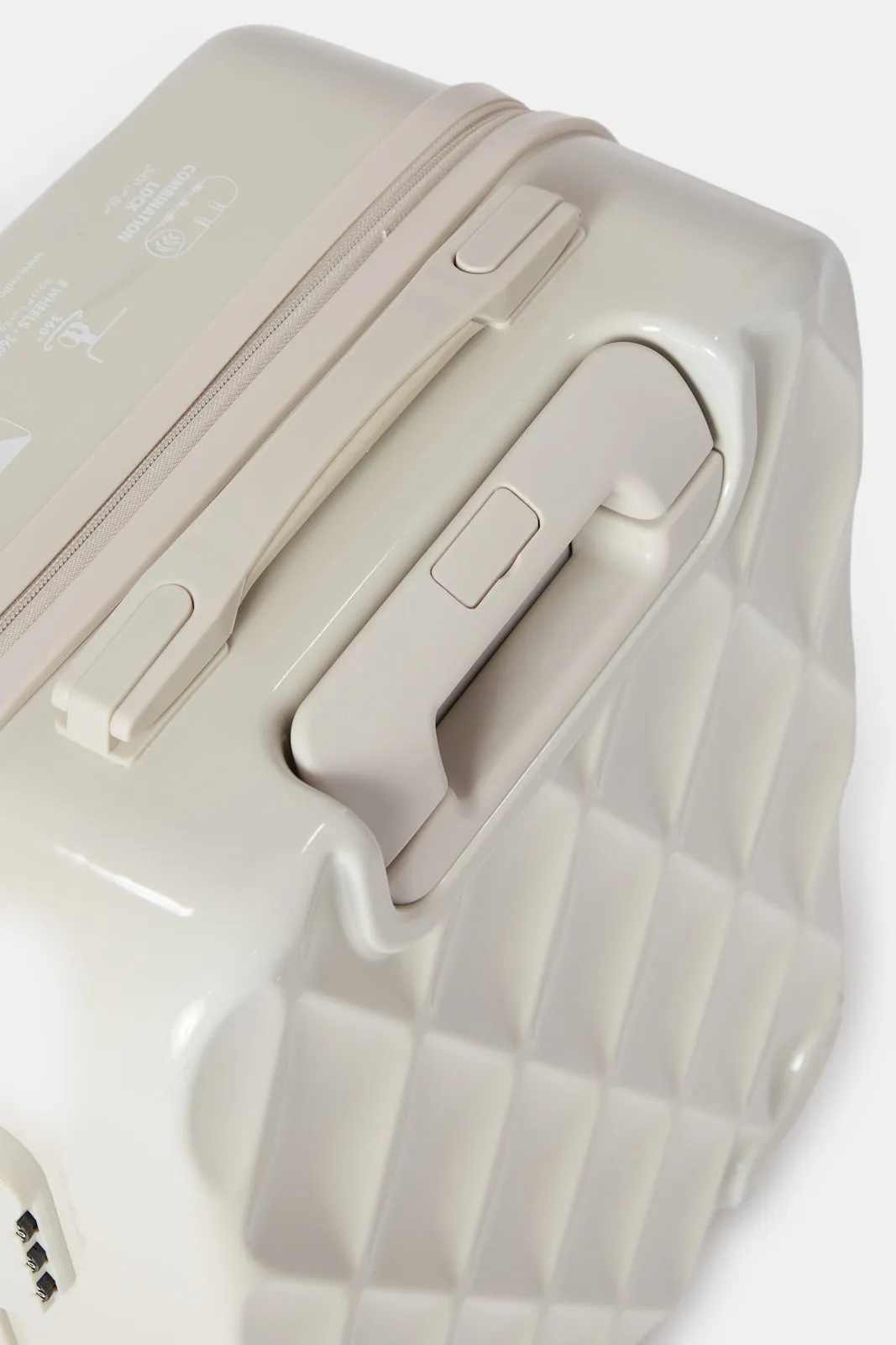 Cream Textured Trolley Luggage (20Inch)