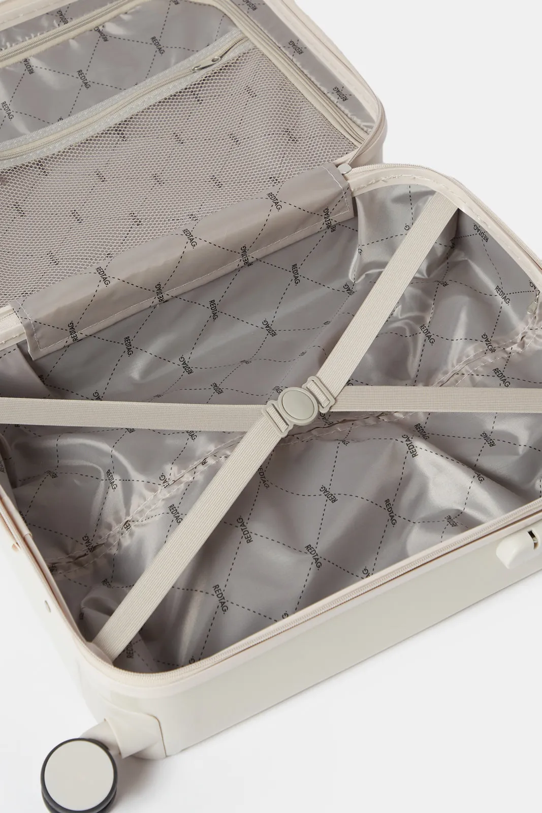Cream Textured Trolley Luggage (20Inch)