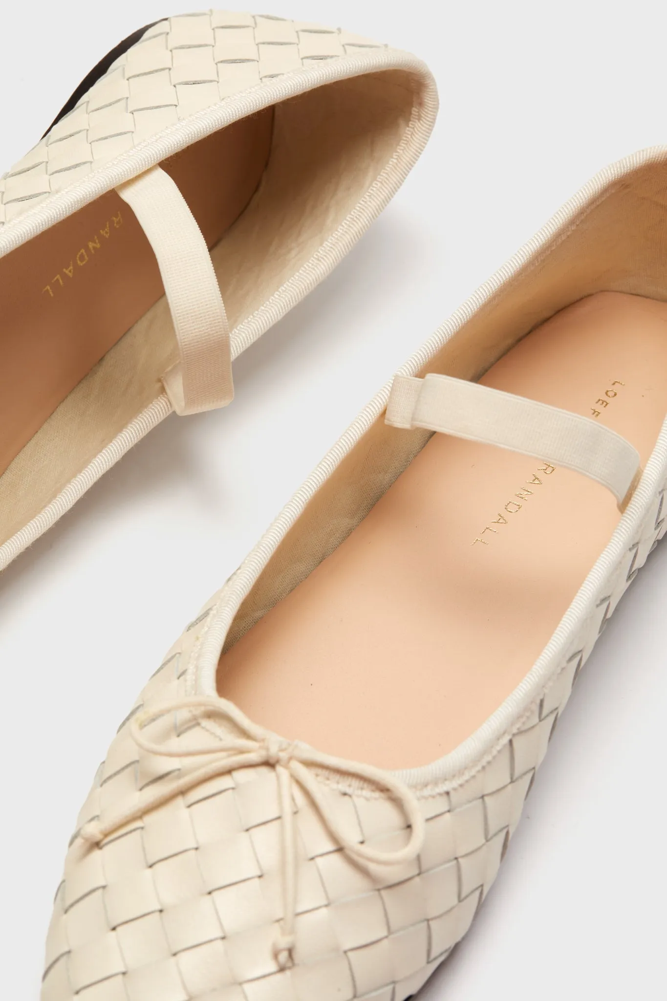 Cream Woven Leather Leonie Flats