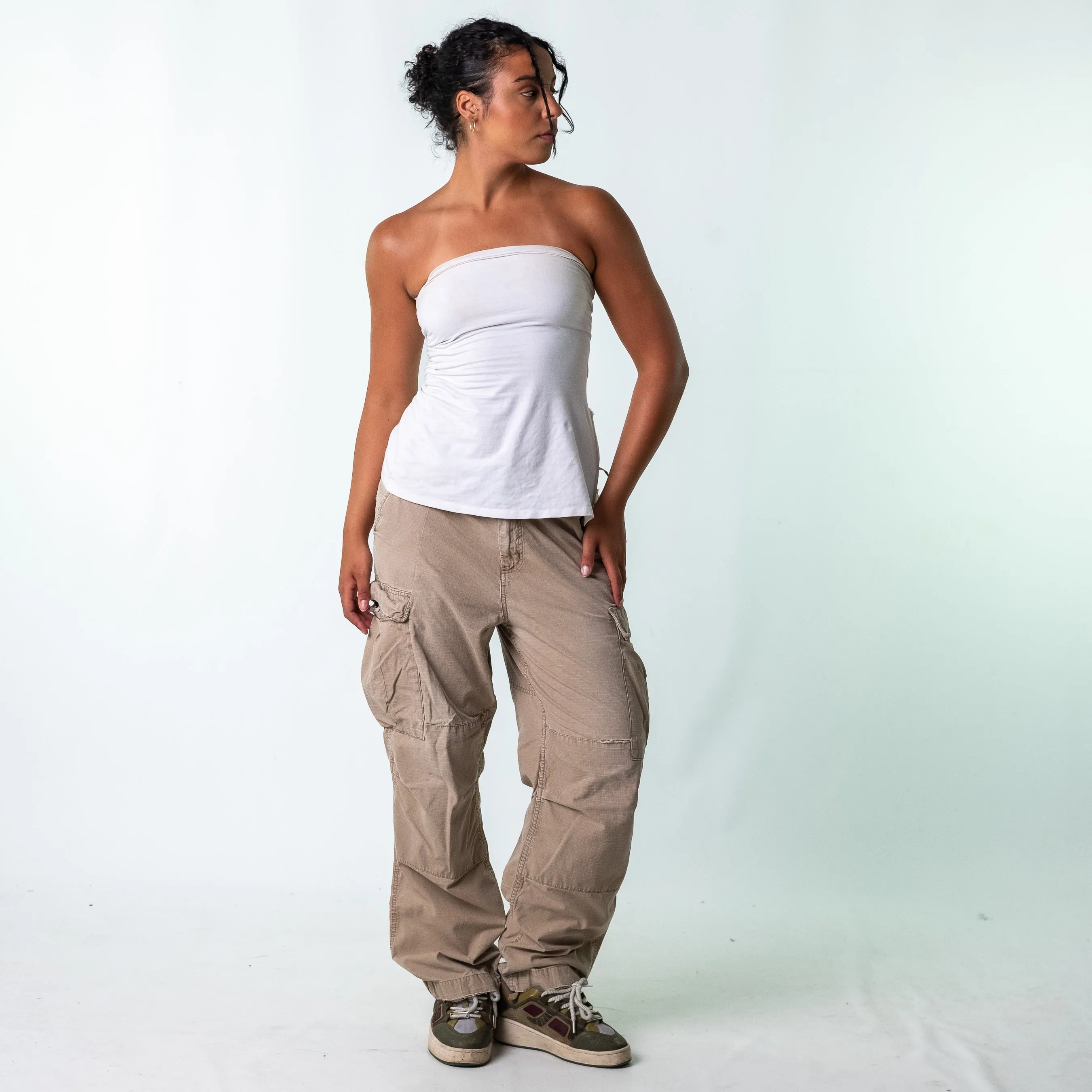 Cream y2ks Carhartt Woven Cargo Pants Baggy Pants (34x32)