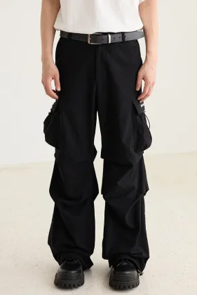 Crisp Pleated Parachute Cargo Pants