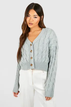 Crop Cable Knit Cardigan