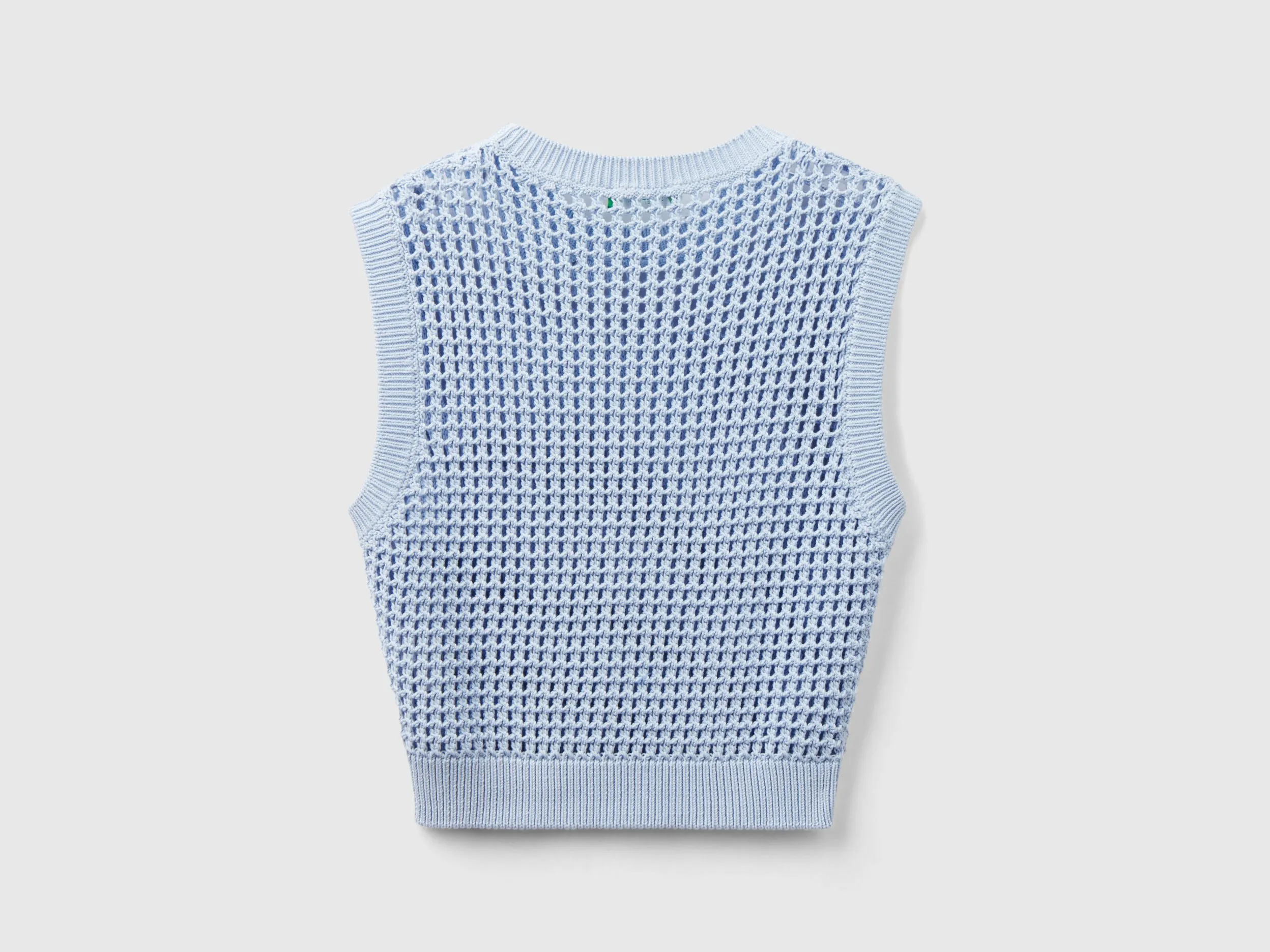 Cropped crochet vest - Sky Blue | Benetton