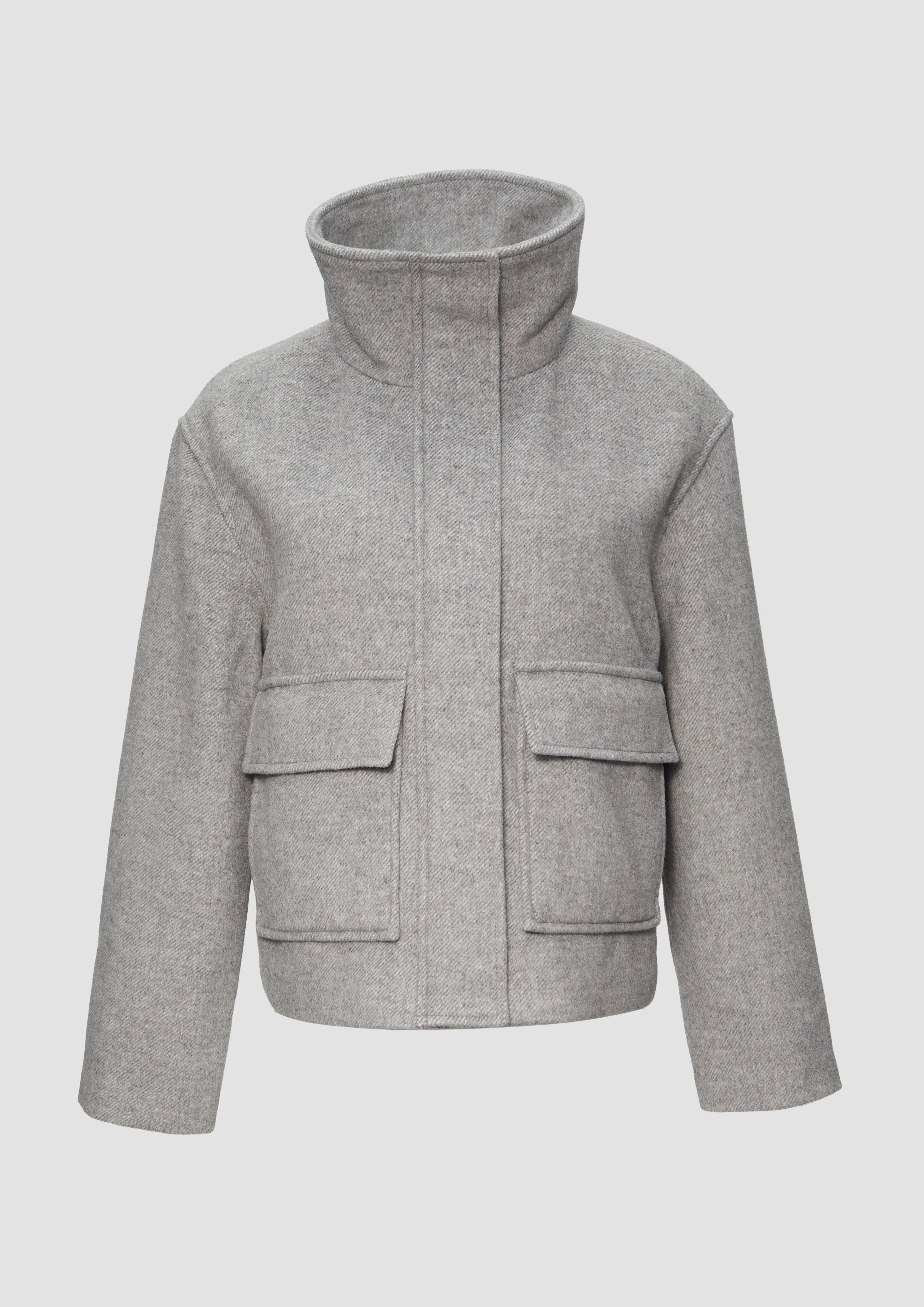 Cropped wool jacket with patch pockets