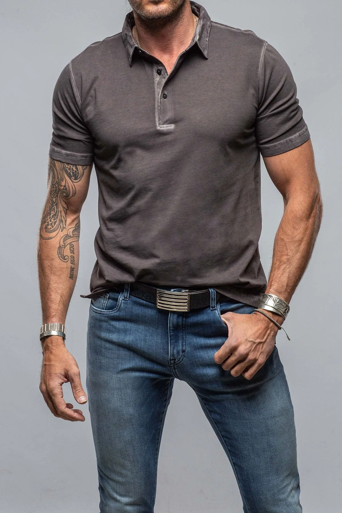 Cruz Cotton Polo in Basalt