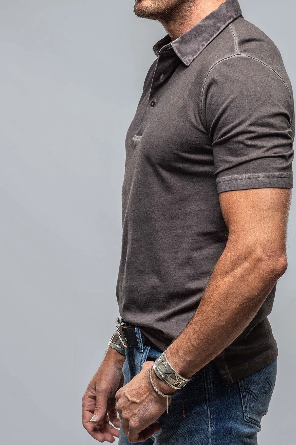 Cruz Cotton Polo in Basalt