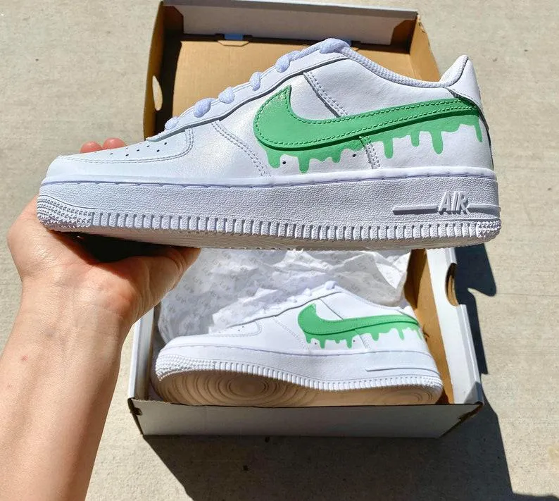 Custom Green Nike Drip Air Force Ones