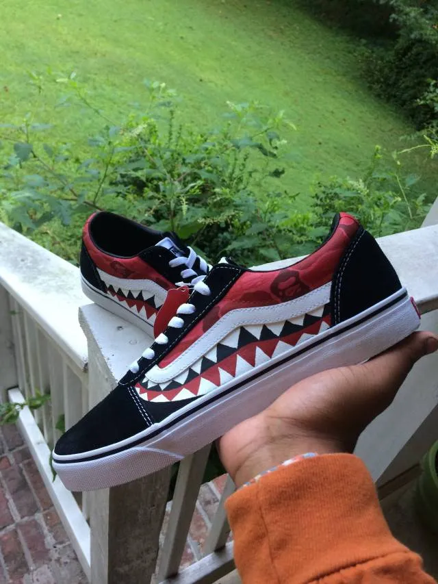 Custom Red Camo Bape Vans