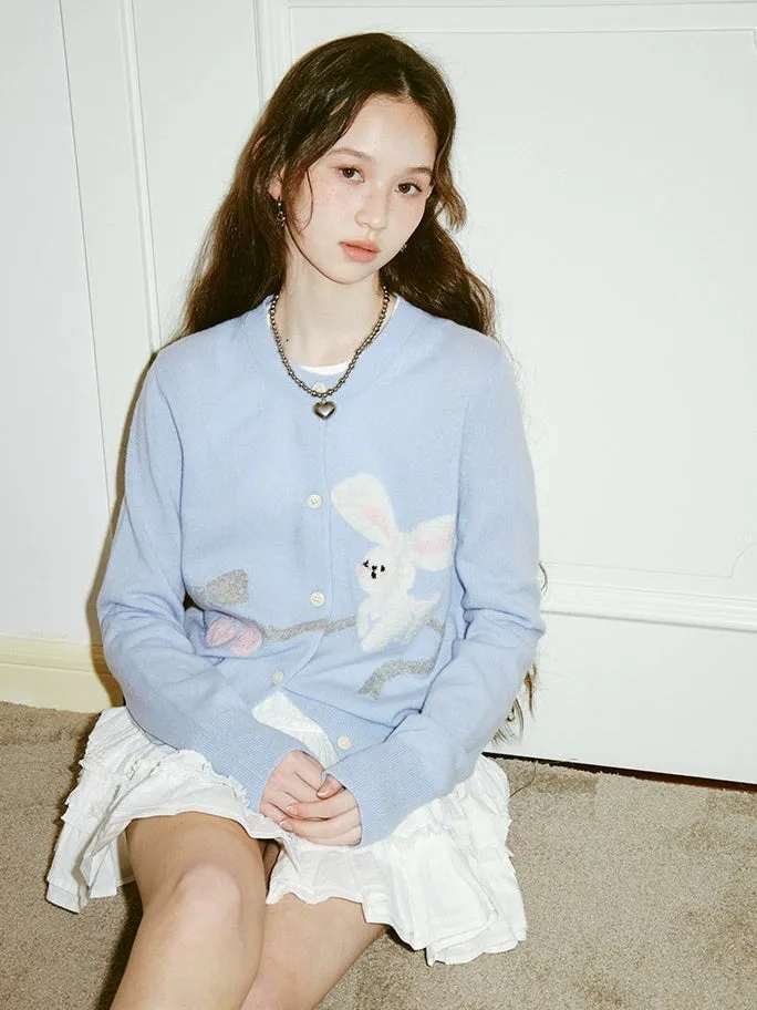 Cute Rabbit Cherry Knitted Cardigan
