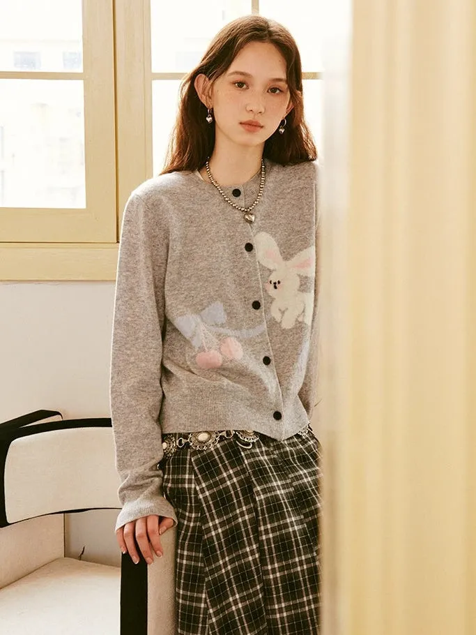 Cute Rabbit Cherry Knitted Cardigan