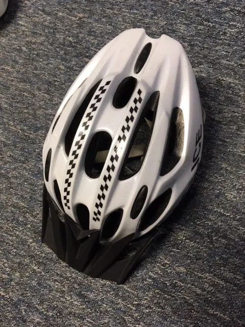 Cycle Helmet, POLICE marked, black and white chequerboard, ''Specialised'' logo inside (Used – Grade A)