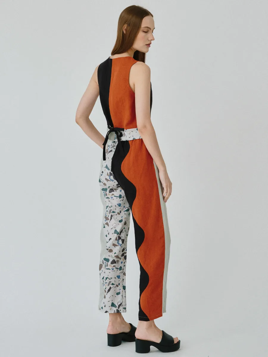 Daphne Colour Block Linen Waistcoat