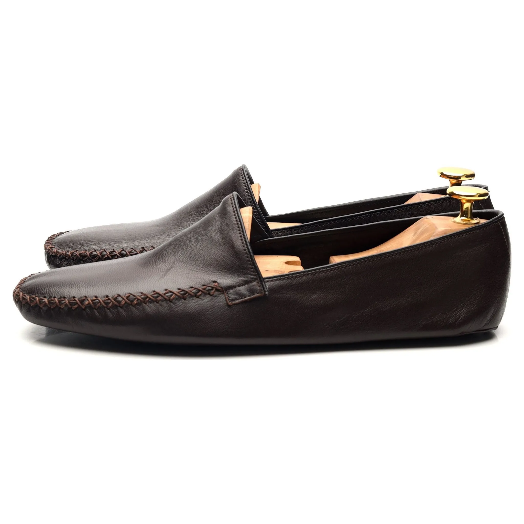 Dark Brown Leather Slippers UK 6 F