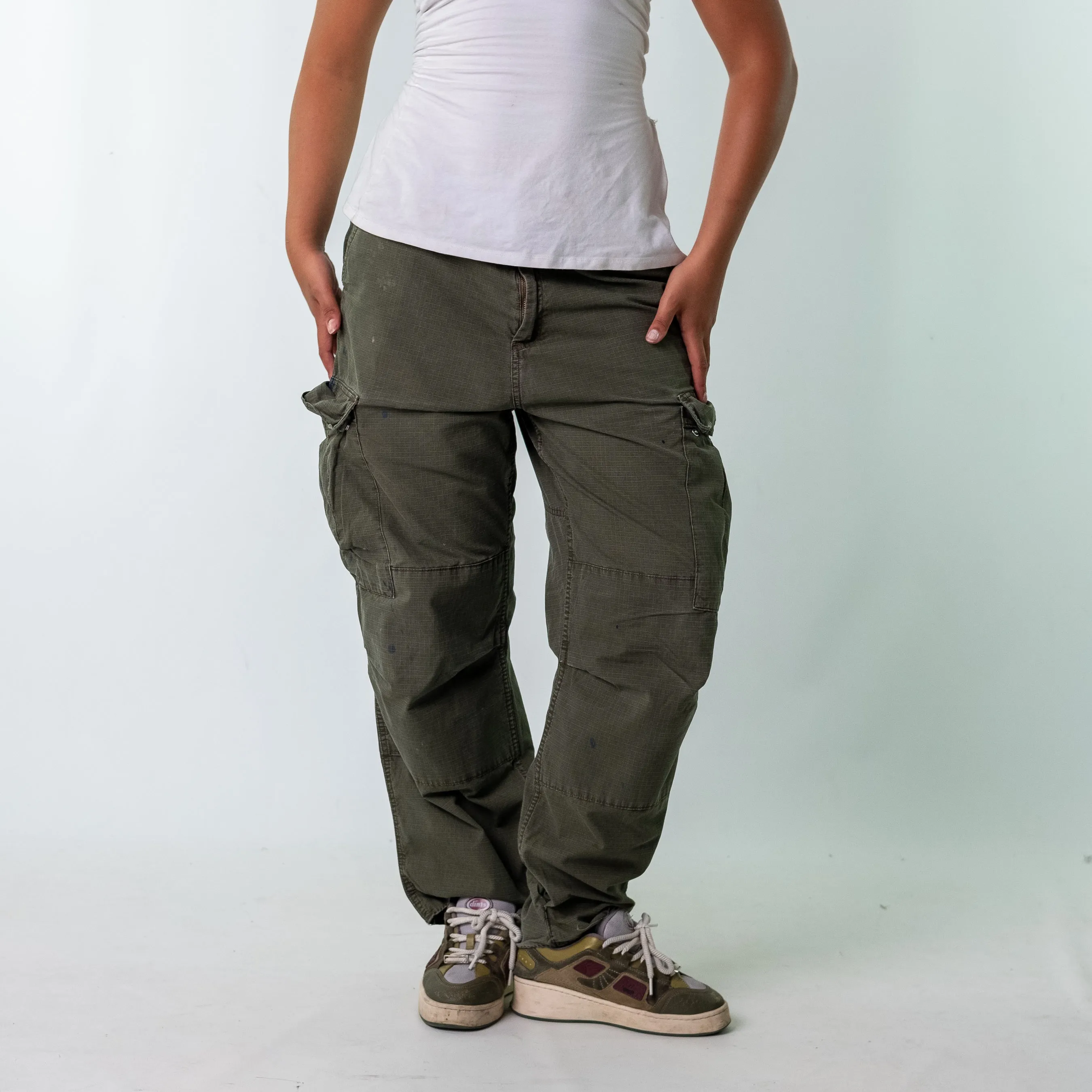 Dark Green y2ks Carhartt Woven Cargo Pants Baggy Pants (34x30)