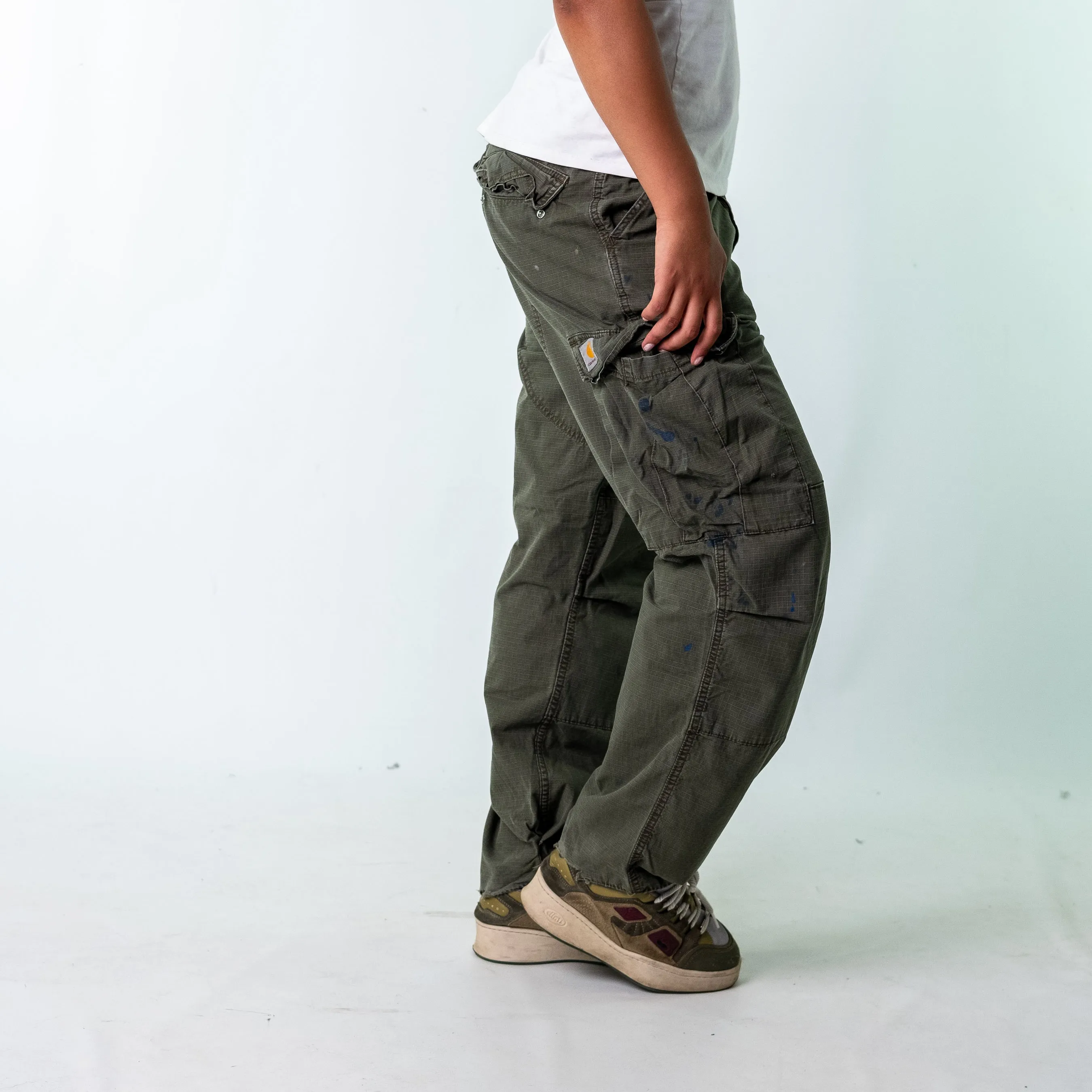 Dark Green y2ks Carhartt Woven Cargo Pants Baggy Pants (34x30)