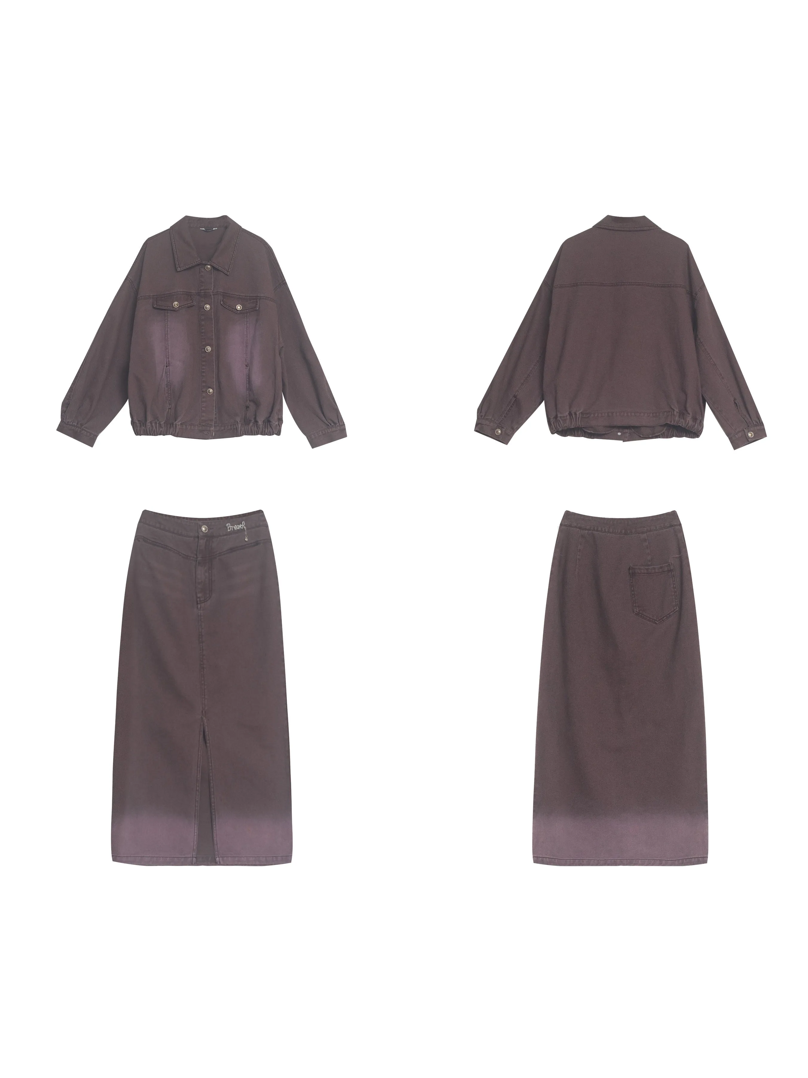 Denim Jacket & Slit Skirt Set-up
