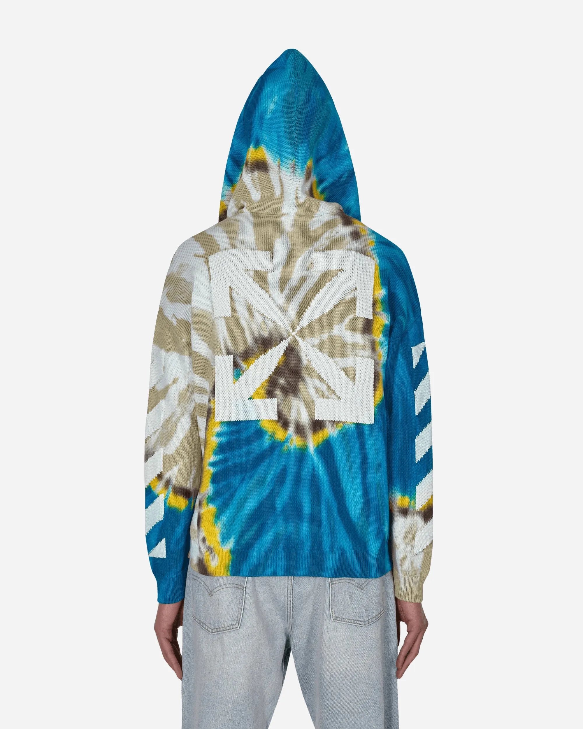 Diag Tie Dye Knit Hoodie Blue