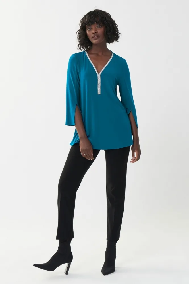 Diamante Trim Tunic - Lagoon Green - 223198-3917
