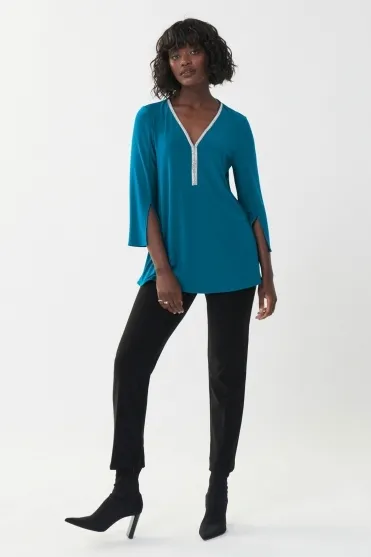 Diamante Trim Tunic - Lagoon Green - 223198-3917