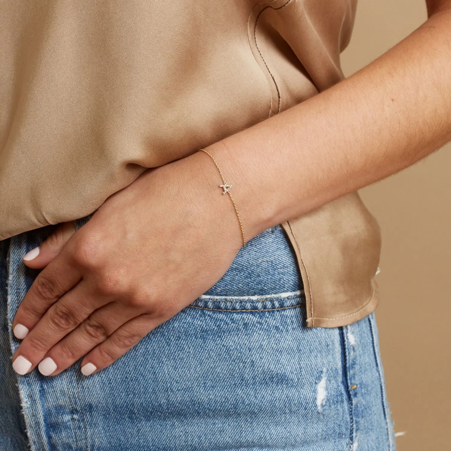 Diamond Pave Letter Bracelet