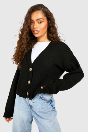 Distressed Hem Crop Cardigan